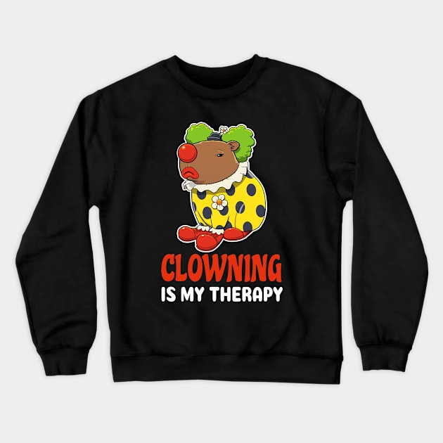 Clowning is my therapy cartoon Capybara Crewneck Sweatshirt by capydays